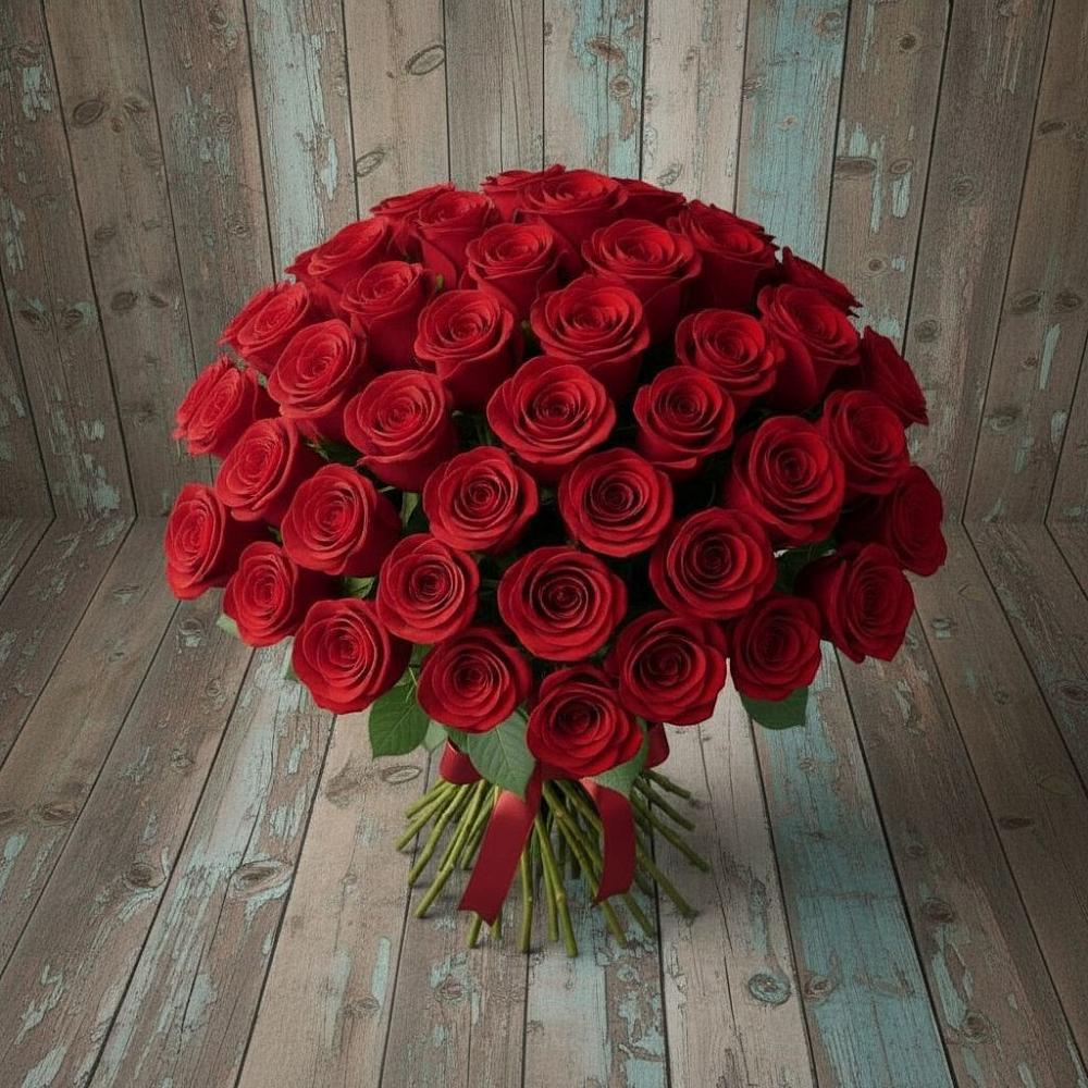 Букет 55 Красных роз Фридом в Рождествено