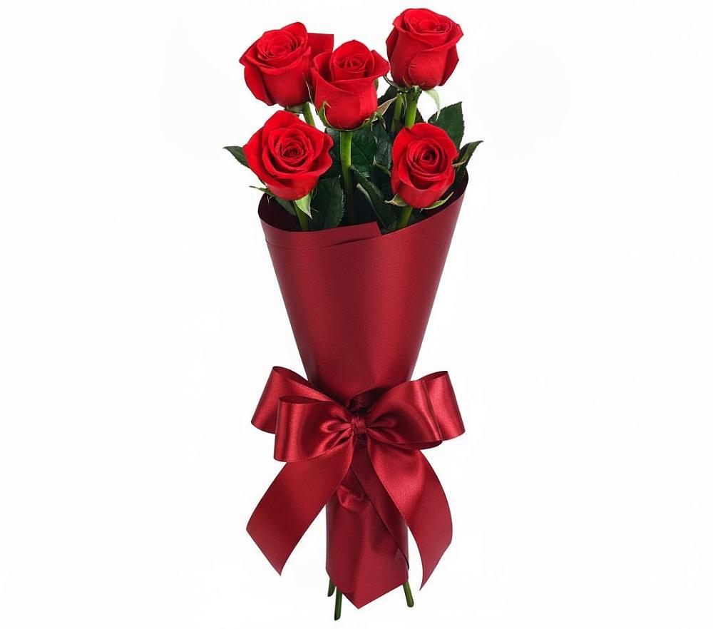 Букет 5 Красных роз Эдлесс Лав в Рождествено