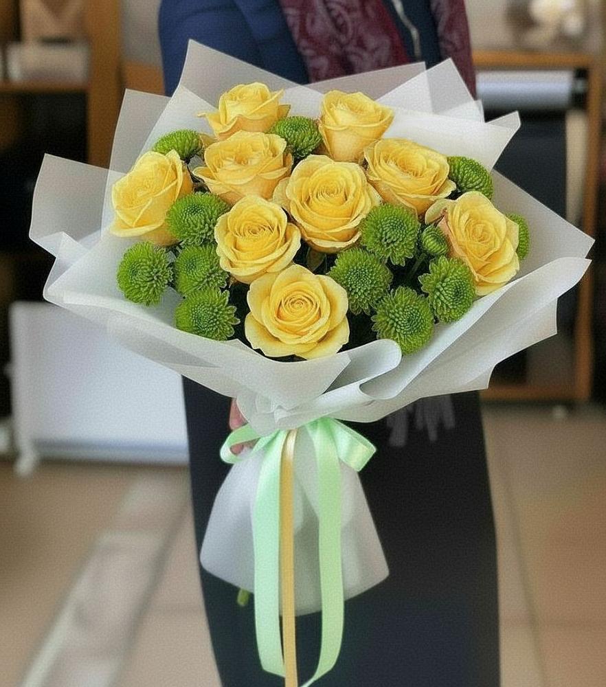 Букет цветов из: Хризантемы и Розы в Рождествено