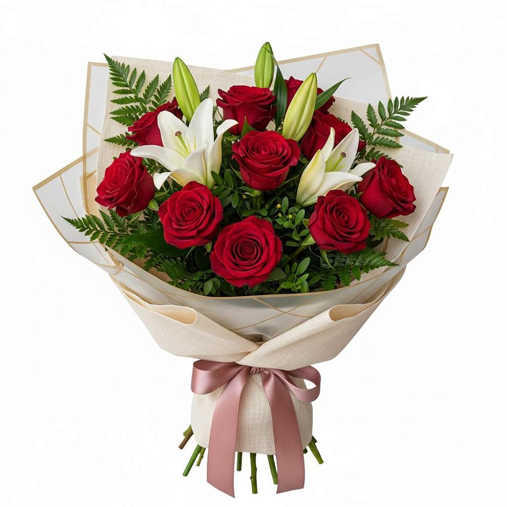 Букет цветов из: Лилии и Розы в Рождествено