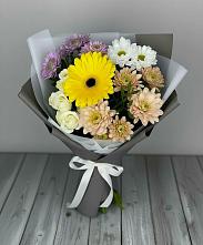 Букет цветов из:  Розы, Герберы и Хризантемы в Рождествено
