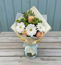 Букет цветов из:  Герберы, Розы и Хризантемы #REPLACE_PRED# Рождествено